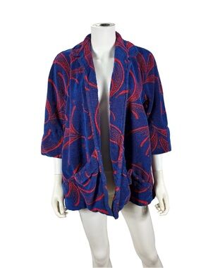 Vintage Handmade Red & Blue Towel Beach Jacket